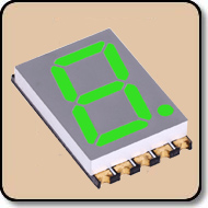 SMD 7 Segment Green LED Gray Background -  Single 0.4 Inch (10.16mm) Cathode 