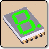 SMD 7 Segment Pure Green LED Gray Background -  Single 0.56 Inch (14.20mm) Cathode 525nm