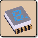 SMD 7 Segment Blue LED Gray Background -  Single 0.2 Inch (5.08mm) Cathode 