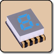 SMD 7 Segment Blue LED Gray Background -  Single 0.28 Inch (7.0mm) Cathode