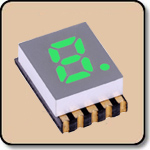 SMD 7 Segment Green LED Gray Background -  Single 0.28 Inch (7.0mm) Cathode
