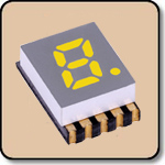 SMD 7 Segment Yellow LED Gray Background -  Single 0.2 Inch (5.08mm) Cathode 