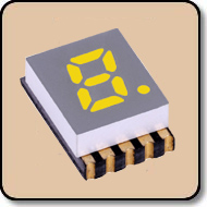 SMD 7 Segment Yellow LED Gray Background -  Single 0.28 Inch (7.0mm) Anode