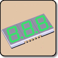 SMD 7 Segment Green LED Gray Background -  Three Digit 0.39 Inch (10.00mm) Anode