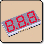 SMD 7 Segment Red LED Gray Background -  Three Digit 0.3 Inch (7.62mm) Anode