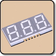 SMD 7 Segment White LED Gray Background -  Three Digit 0.39 Inch (10.00mm) Anode