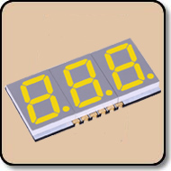 SMD 7 Segment Yellow LED Gray Background -  Three Digit 0.2 Inch (5.08mm) Anode