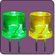 3mm Flat Top Bicolor (2) Leaded LED - Green & Yellow