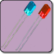 2mm x 5mm  x 5mm Rectangular Bicolor Blue & Red LED 2 PIN