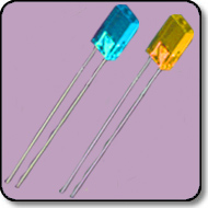 2.3mm x 7mm  x 7.7mm Rectangular Bicolor Blue & Yellow LED Diffused 2 Leaded
