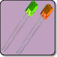 2mm x 5mm x 5mm Rectangular Green & Orange LED 2 PIN
