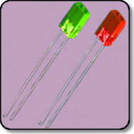 2mm x 5mm x 5mm Rectangular Green & Red LED 2 PIN Milky