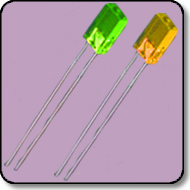 2.3mm x 7mm x 7.7mm Rectangular Green & Yellow LED 2 PIN