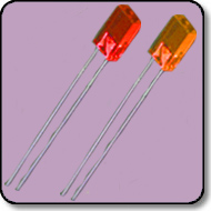 2.3mm x 7mm x 7.7mm Rectangular Bicolor Red & Orange LED Diffused 2 Leaded